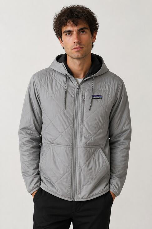 Patagonia Other - Patagonia Quilted Hooded Jacket Size S Gray Black